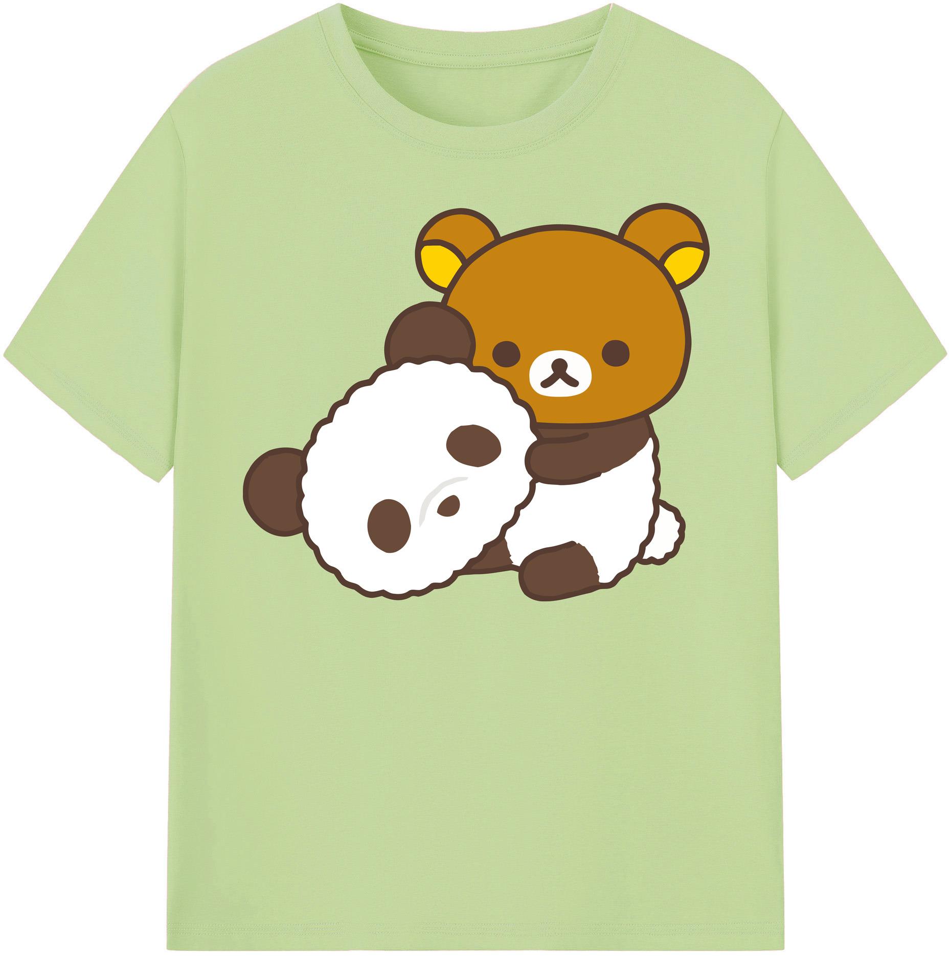 （画像用） リラックマ リラックマ キイロイトリ Rilakkuma Korilakkuma Kiiroitori 綿100％半袖Tシャツ（フロントプリント）
